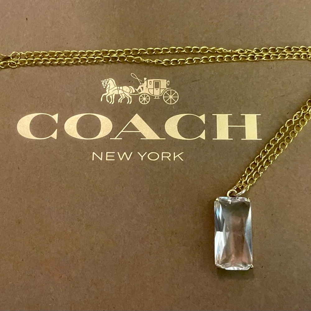 Coach Large Clear Rectangular Zirconia Pendant 18… - image 8